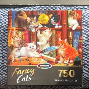 750 piece cat puzzle - Fancy Cats Library Mischief 
- Rose Art